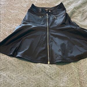 Elegant Black A-Line Skirt with trendy zipper accents new